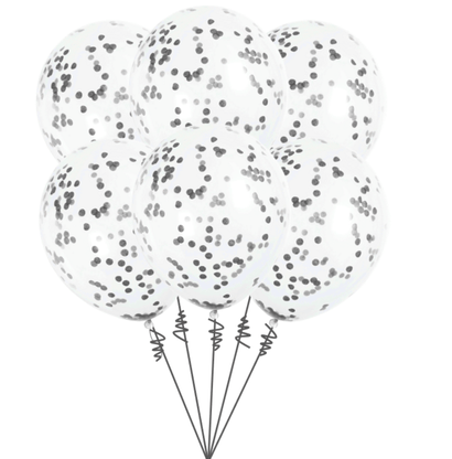 Balónová kytice konfetová černá 6ks
