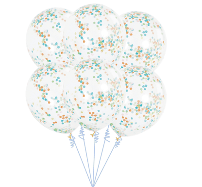 Balónová kytice konfetová barevná 6ks