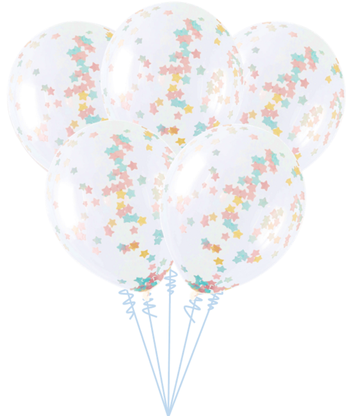 Balónová kytice konfetová hvězdy pastelové 5ks