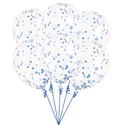 Balónová kytice konfetová modrá 6ks