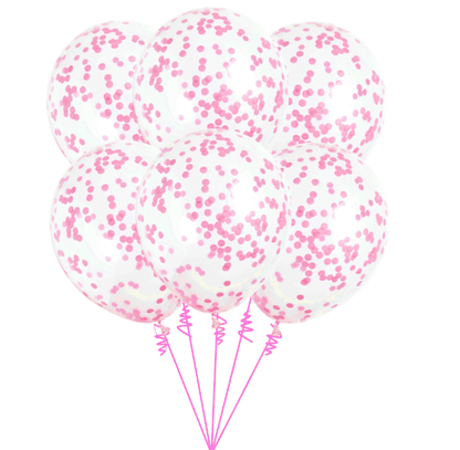 Balónová kytice konfetová růžová 6ks