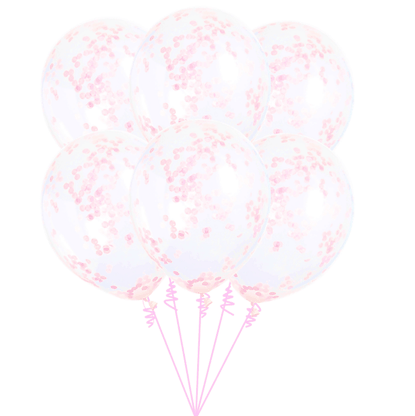 Balónová kytice konfetová světle růžová 6ks