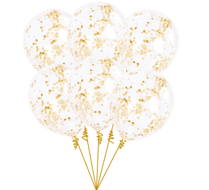 Balónová kytice konfetová zlatá 6ks