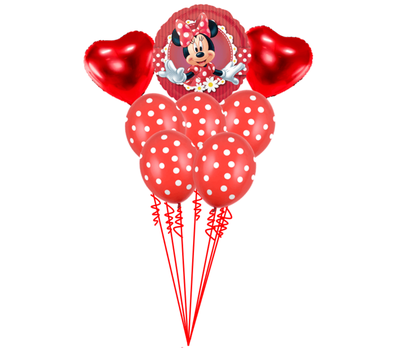 Balónová kytice Minnie Mouse tečkovaná 8ks