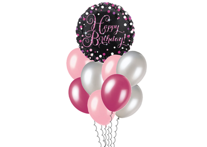 Balónová kytice narozeninová Pink Diamonds 9ks
