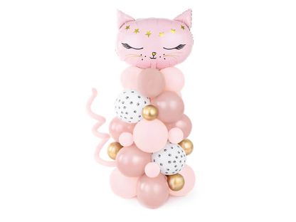 Balónkový sloup Růžová kočka 140cm