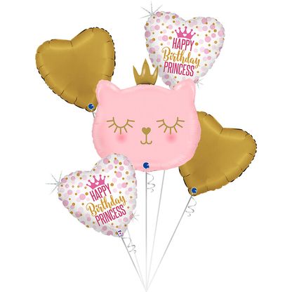 Balónková kytice Růžová kočička 5ks
