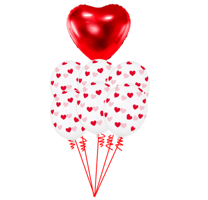 Balónová kytice Valentýn Červená srdce