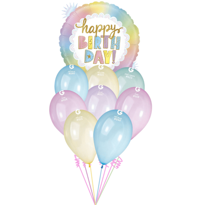 Balónová kytice k narozeninám pastelová 9ks