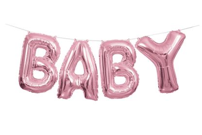 Balónkový banner Baby růžový 35cm
