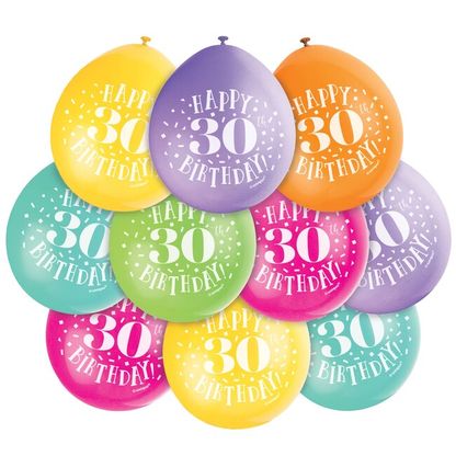 Balónky Happy 30th Birthday 22cm 10ks