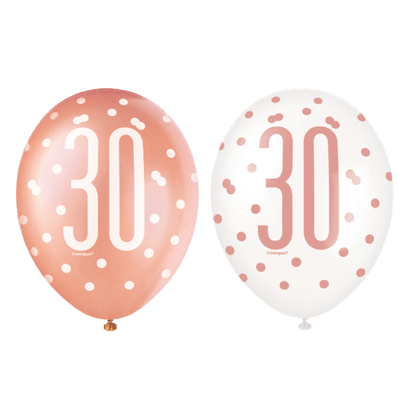 Balónky 30 růžovo-zlaté 30cm 6ks