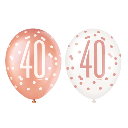 Balónky 40 růžovo-zlaté 30cm 6ks