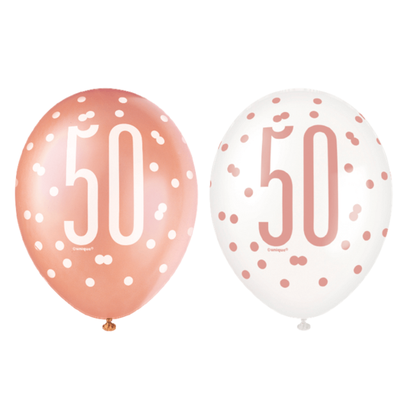 Balónky 50 růžovo-zlaté 30cm 6ks