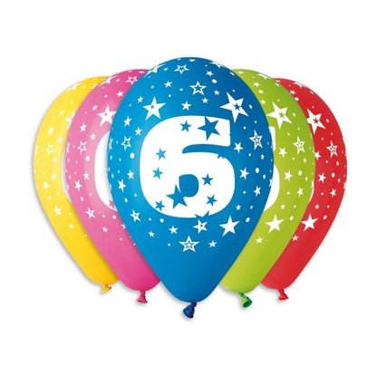 Balónky s číslem 6 Hvězdy 30cm 5ks