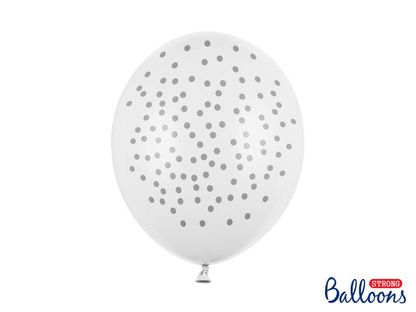 Balónky Dots bílé 30cm 6ks