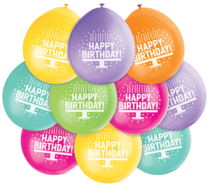 Balónky Happy Birthday barevné 23cm 10ks
