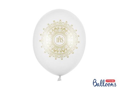 Balónky IHS Svaté přijímání bílé 30cm 6ks