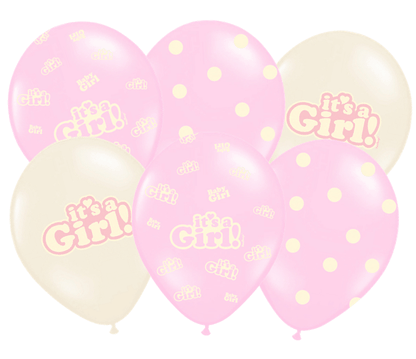 Balónky It's a Girl růžový mix 30cm 6ks