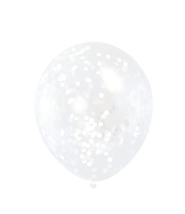 Balónky s konfetami bílé 30cm 6ks