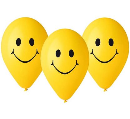 Balóny Smiley žluté 30cm 5ks