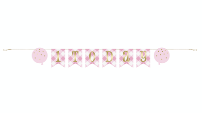 Banner 1.narozeniny holčička růžovo-bílý 182cm