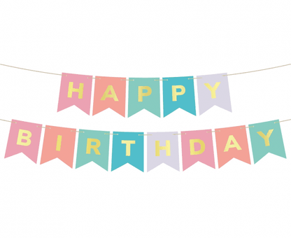 Banner Happy Birthday pastelový 200cm