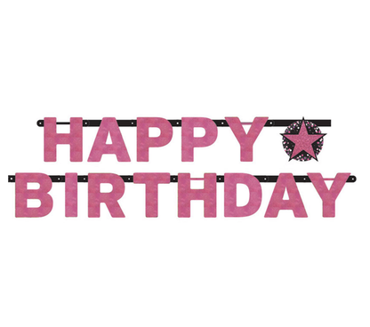 Banner Happy Birthday Pink Diamonds 213cm