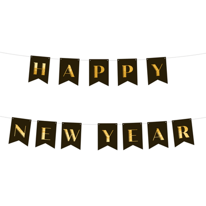 Banner Happy New Year černo-zlatý 250cm