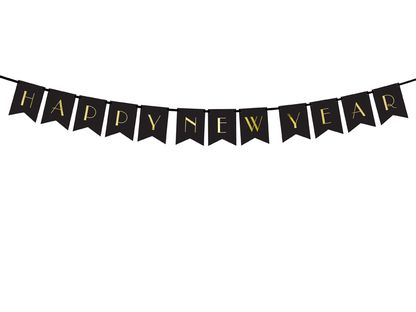Banner Happy New Year černo-zlatý 170cm