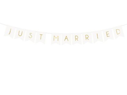 Banner Just Married biely