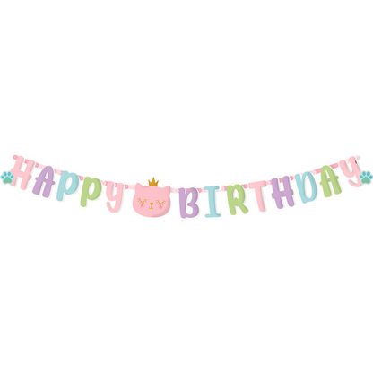 Banner Růžová kočička Happy Birthday 2m