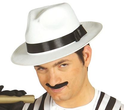 Mafiánský pánský klobouk bílý s mašlí