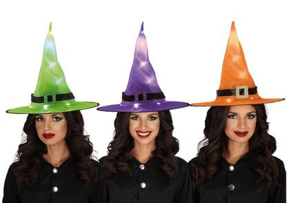 Čarodějnický klobouk LED 3druhy