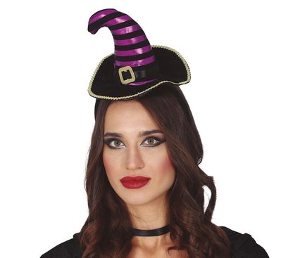 Čelenka čarodějnický klobouček fialovo-černý