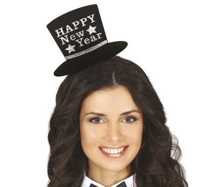 Čelenka klobouček Happy New Year stříbrný
