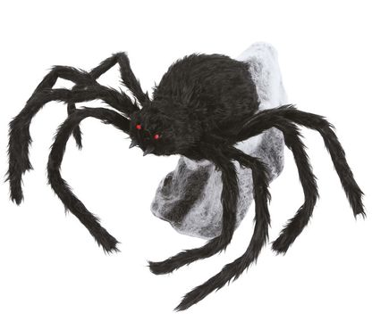 Chlupatý pavouk na pavučině s efekty 70cm