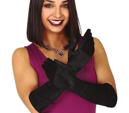Dámske rukavičky černé zvlněné 45cm