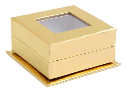 Dárkové krabičky s okénkem zlatá 4ks 6x6x2cm