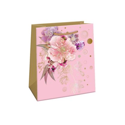 Dárková taška Růžovo fialové květiny 20x24cm
