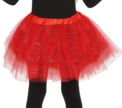 Dětská sukně tutu červená se třpytkami 30cm