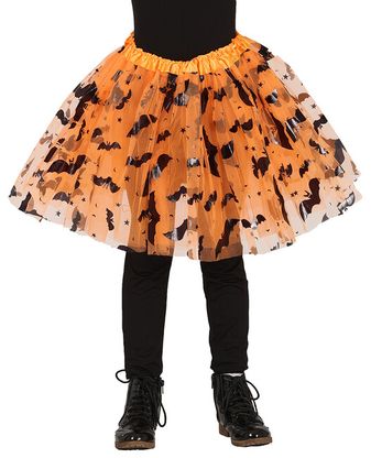 Dětská sukně tutu oranžová s netopýry 30cm