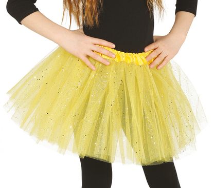 Dětská sukně tutu žlutá se třpytkami 30cm