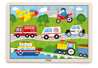 Dřevěné puzzle dopravní prostředky 24ks