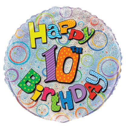Fóliový balónek 10 Happy Birthday 45cm