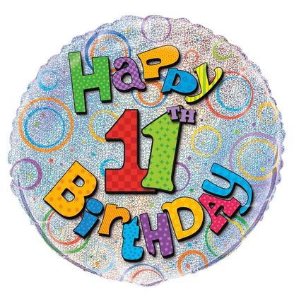 Fóliový balónek 11 Happy Birthday 45cm