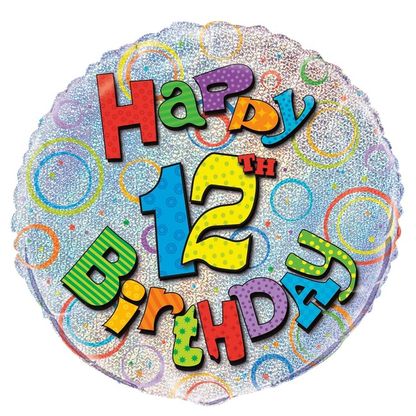 Fóliový balónek 12 Happy Birthday 45cm