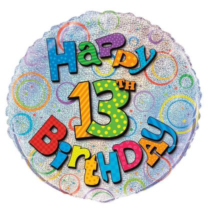 Fóliový balónek 13 Happy Birthday 45cm