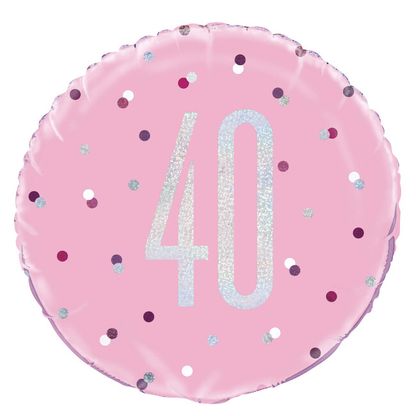 Fóliový balónek 40 Birthday růžový 45cm