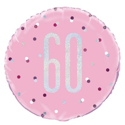 Fóliový balónek 60 Birthday růžový 45cm